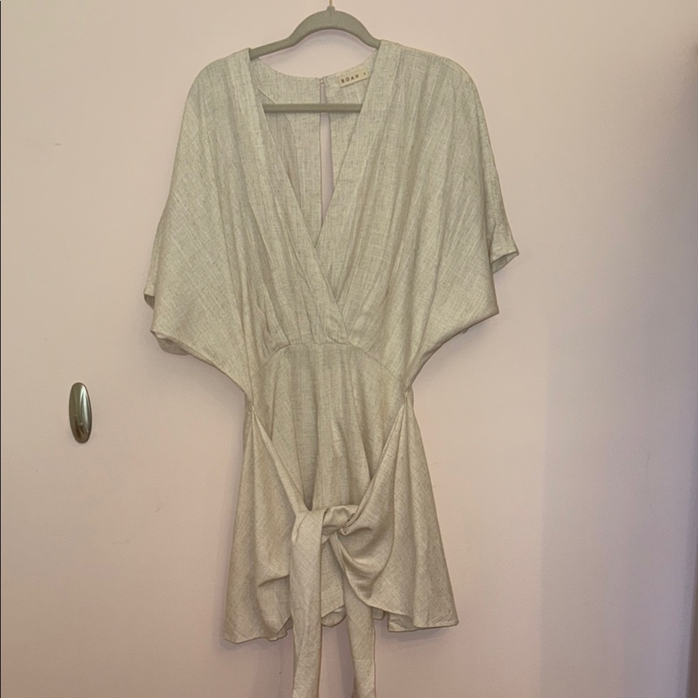 Elegant Cream Tie-Front Dress/ jumpsuit